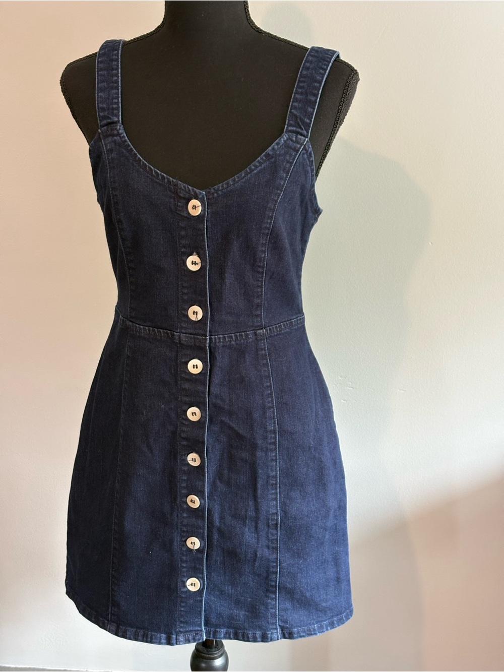 Others Follow Dark Blue Denim Button-Front Dress size Small